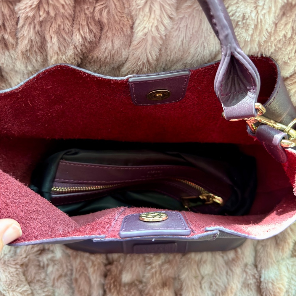 Pom Pom London Women's Lambeth Shoulder Bag in Plum excellent condition - Picture 4 of 6